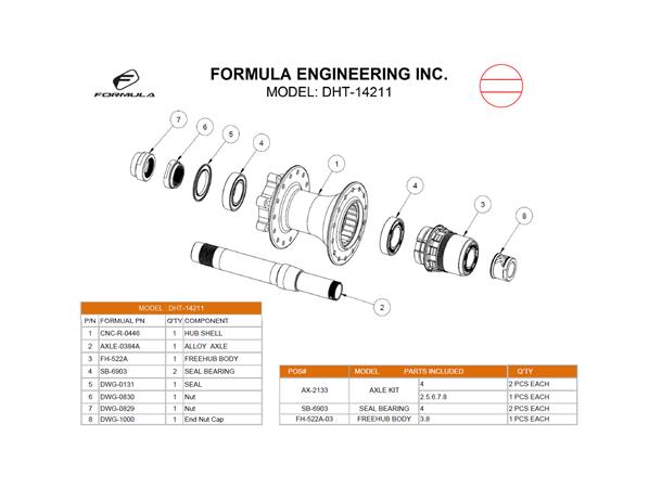 Formula Navboss DHT-14211/DHT-1481 XD Parts : 3.8 (DHT-14211) 7.8 (DHT-1481)