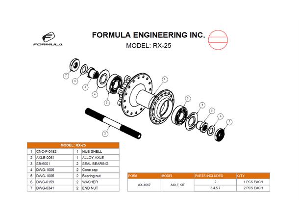 Formula Nav Serivce kit F RX25 Parts : 2.3.4.5.7