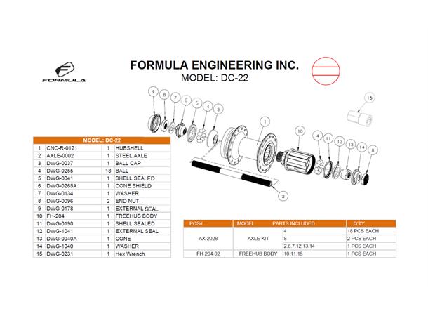 Formula Nav Serivce kit R DC22 Parts : 4.8.2.6.7.12.13.14